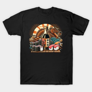 Oriental Art & Sushi Lover’s Dream: Dragon Japanese Cuisine T-Shirt